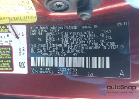 2012 Toyota Sienna Le V6 8 Passenger из США, поврежденный, VIN 5TDKK3DC1CS176324